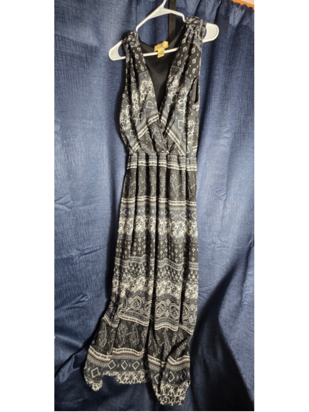 Stevie & Lindsay Women's Maxi Dress 2X Black navy Paisley Print boho Renaissance